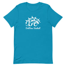 Load image into Gallery viewer, DolFans United! Tee (DU White; Blue/Green Colors)