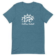 Load image into Gallery viewer, DolFans United! Tee (DU White; Blue/Green Colors)