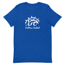 Load image into Gallery viewer, DolFans United! Tee (DU White; Blue/Green Colors)