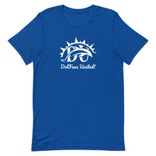 Load image into Gallery viewer, DolFans United! Tee (DU White; Blue/Green Colors)